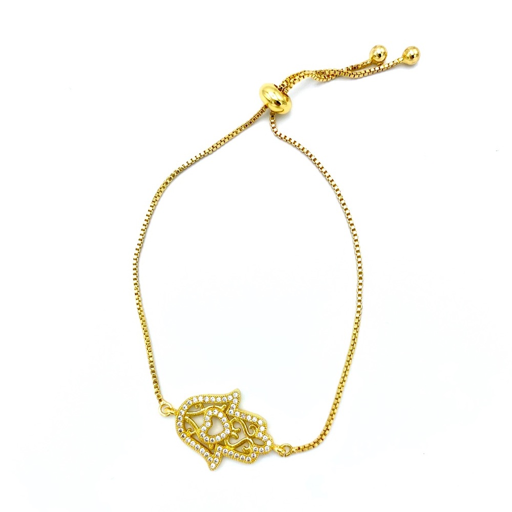 Pull Cord Hamsa Heart Bracelet